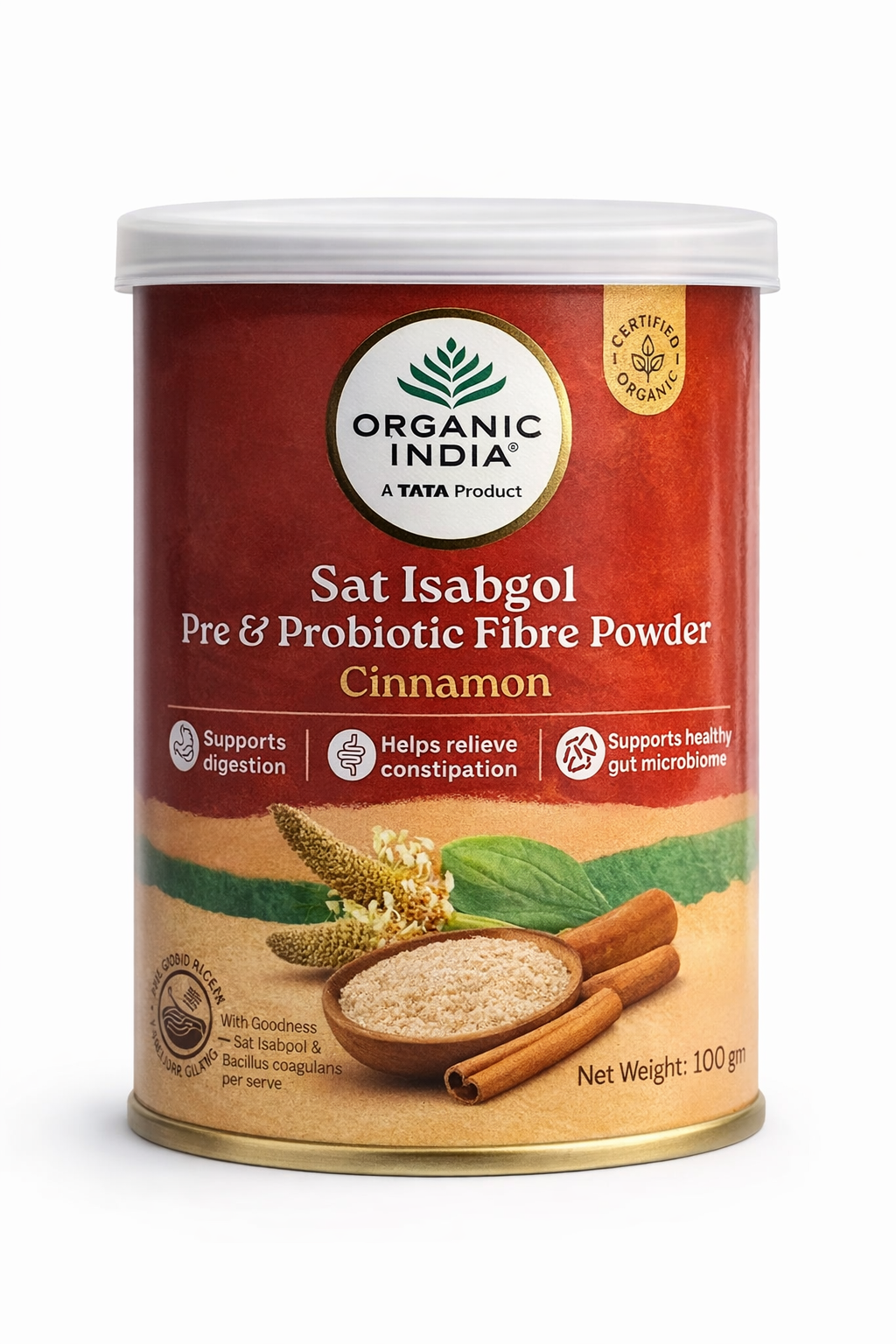 Organic India Sat Isabgol Powder 100 gm (Psyllium Husk Powder)