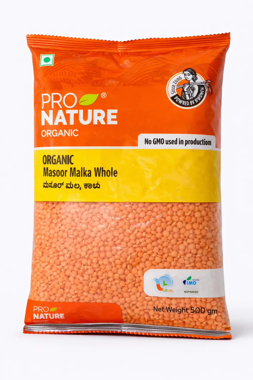Pro Nature Organic Masoor Malka Whole Dal - 500 gm
