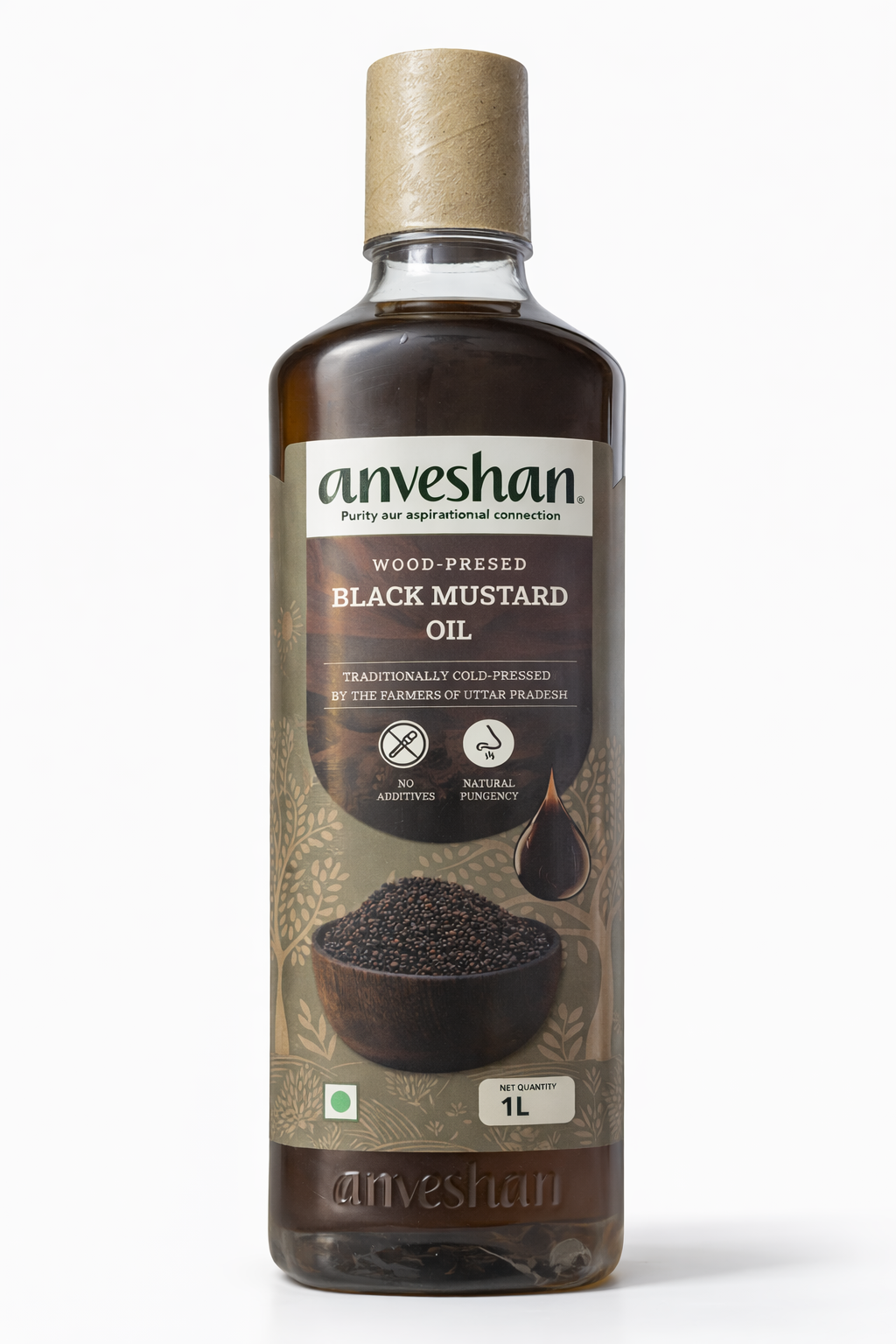 Anveshan Wood Pressed Black Mustard Oil 1 L
