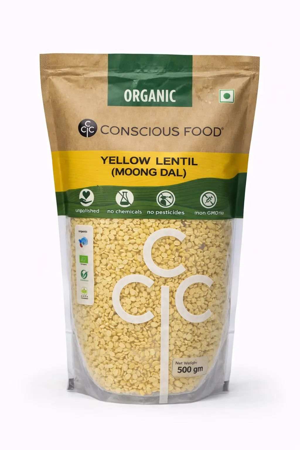 Conscious Food Organic Yellow Lentil (Moong Dal) - 500 gm