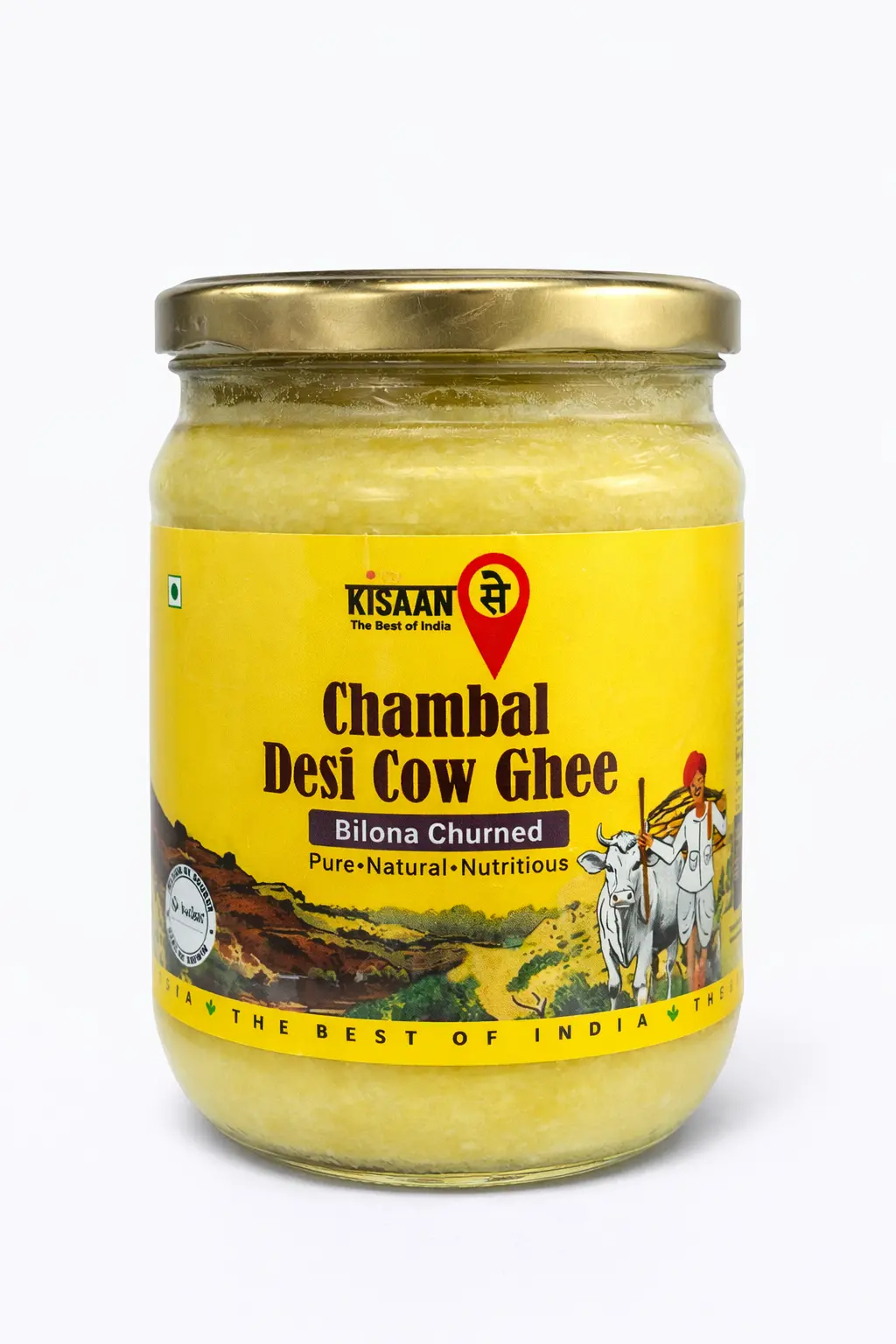 Kisaan Se Chambal Desi Cow Ghee  Bilona Churned - 500 ml