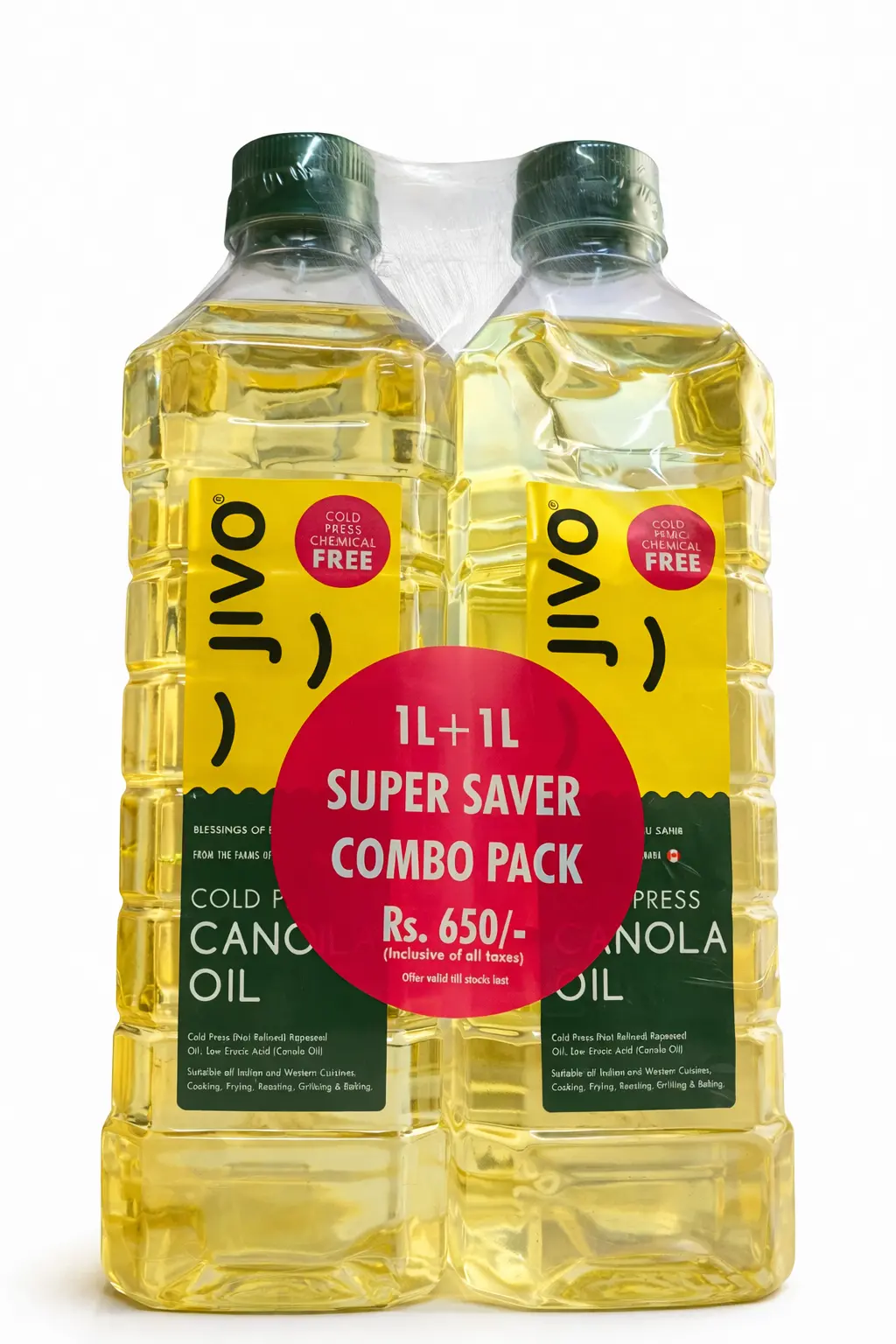 Jivo Cold Pressed Canola Oil Combo Pack (1 L + 1 L)