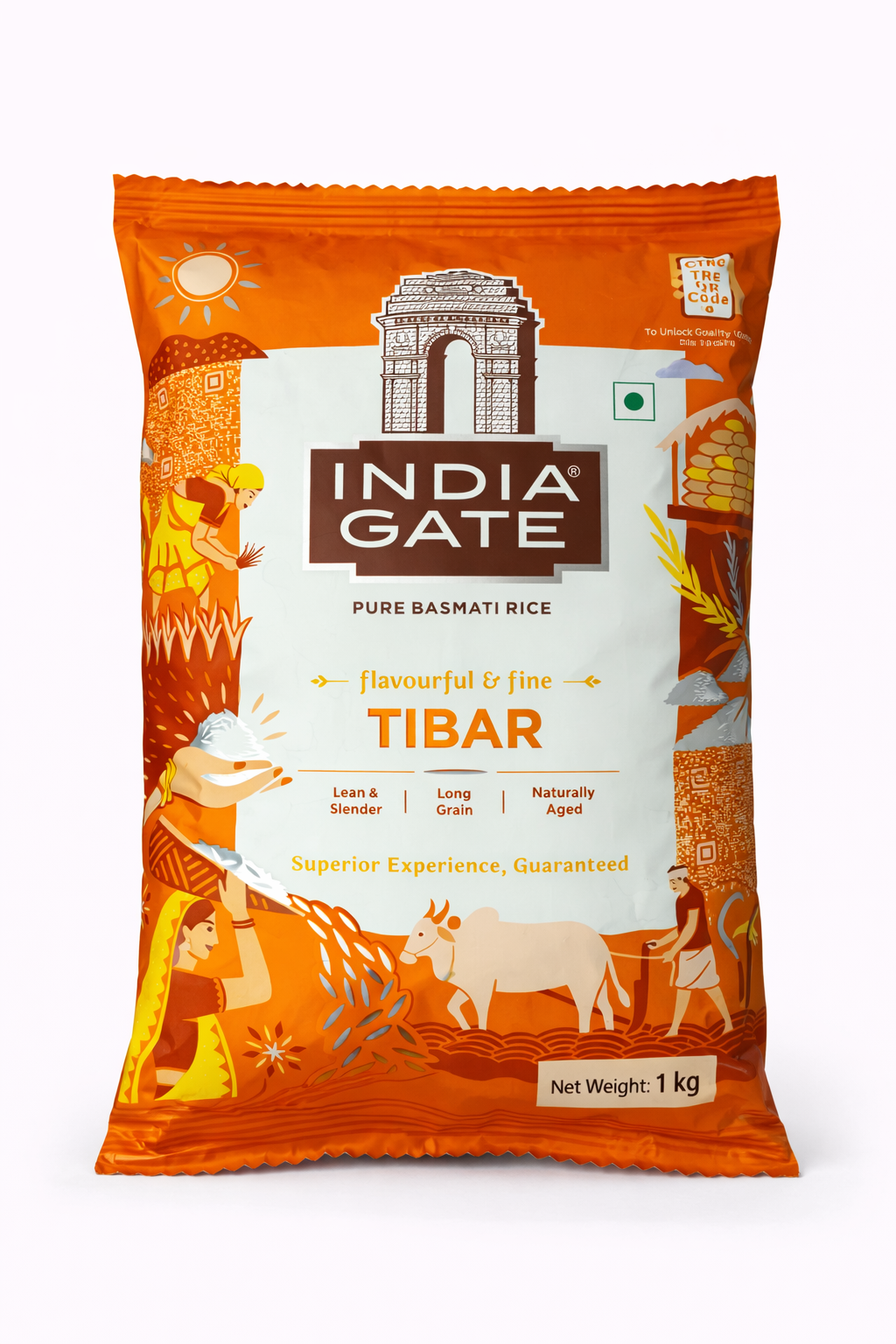 India Gate Tibar Pure Basmati Rice - 1 kg (Long Grain Rice)