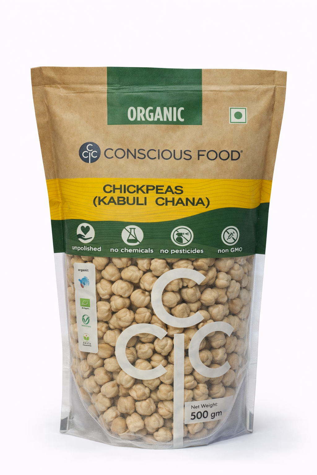 Conscious Food Organic Chickpeas (Kabuli Chana) - 500 gm