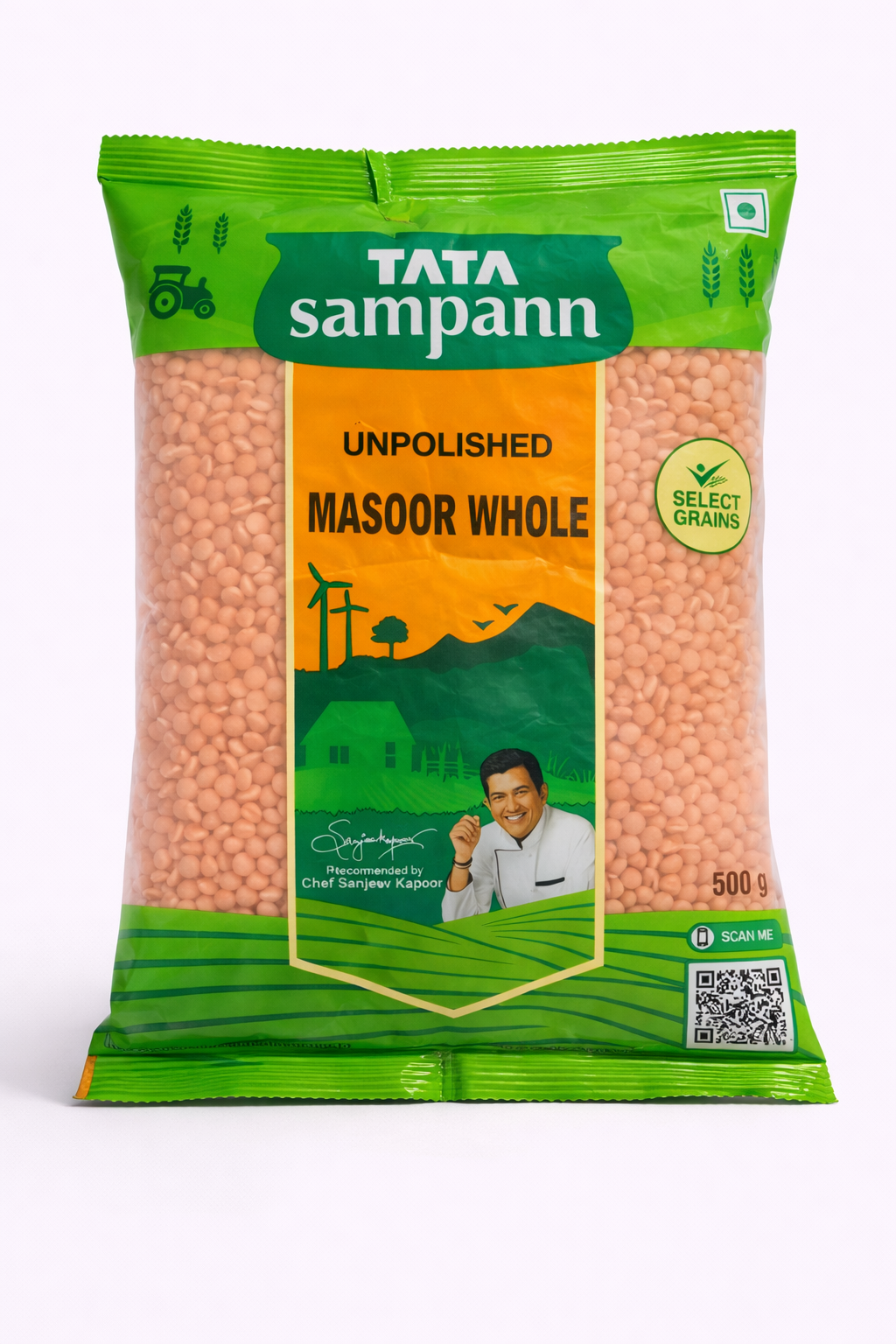 Tata Sampann Unpolished Masoor Whole Dal - 500 gm